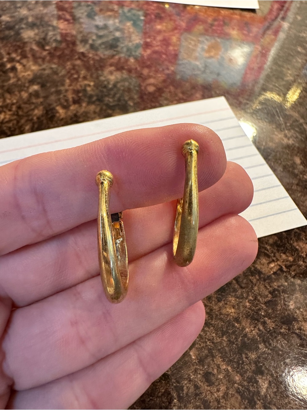 Vintage Gold Tone Hoop Clip-On Earrings Classic Minimalist Half Hoop Earrings